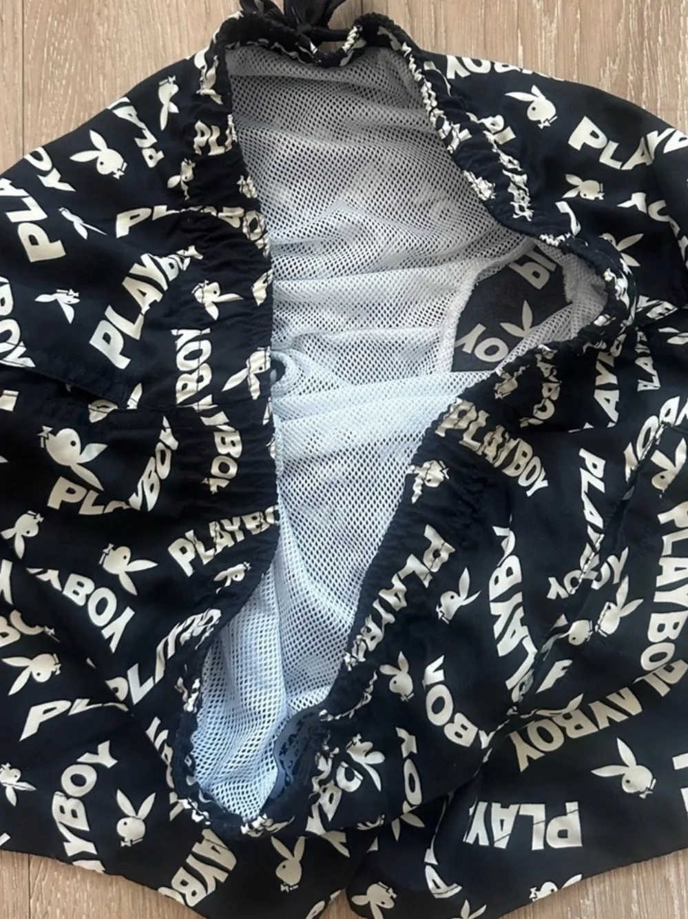 PLAYBOY Black and White Logo Swim Trunks